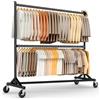 HOKEEPER Appendiabiti da Terra Commerciale Resistente a Doppia Barra, Base a Z con Ruote, 250kg, Altezza Regolabile per Negozi, Boutique, Camera da Letto, Nero