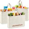 VGECEE Borsa in Cotone 45x 35x 8cm, 3 Pezzi Borsa Shopper Donna con Piega Laterale e Fondo Grandi Borse della Spesa Borse in Tela di Cotone Riutilizzabile Tote Bag Manici Lunghi per Sport, Spiaggia