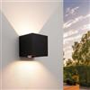 Ledvion - Lampada da Parete LED con Sensore, 3000K, 2X3W, Luce Up&Down, IP44, Nero, Acciaio Inox, Lampada da Esterno
