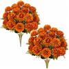 Fairblo 4 Bouquet di Crisantemi Finte Fiori Finti Arancione Decorazioni Autunnali | Bouquet di Fiori Artificiali Ortensie di Seta Ortensie Artificiali per Decorazioni Autunno Casa Giardino Cimitero Ufficio