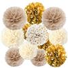 HMCEY 12 Pezzi Pompon Decorativi per Feste,HMCEY Pom Pom di Carta Compleanno | Pompon Decorativi Tre Misure,Riutilizzabile,Appendere e Facile da Riporre,Stile Retrò,per Matrimonio, Laurea, Festival
