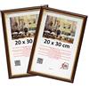 3-B Confezione da 2 Cornici per foto BARI RUSTICO - marrone scuro/oro - 20x30 cm cornice in legno esotico con vetro acrilico
