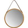 Spirella Specchio rotondo da appendere Spirella Adel con cinghie, cornice in bambù, moderno, corridoio, bagno e toilette per gli ospiti, diametro: 40 cm, naturale