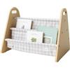 3 Sprouts Libreria Bambini Doppia Faccia, Quadretti Beige | libreria doppia faccia; libri frontali facili da vedere; per cameretta, lettura e gioco; altezza adatta ai bambini