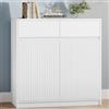 Hzuaneri Credenza Cucina, Credenza Soggiorno con 2 Cassetti, 2 Ante, Bianco