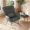AYIYILA Poltrona a dondolo con sgabello, poltrona ergonomica per allattamento imbottita, cuscini di supporto lombare e collo, carico max 150 kg, tessuto Sherpa Grigio