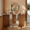 ZKLOEP Moderno tavolo a specchio da 120 cm, elegante consolle con effetto argento e stabile base a forma di U, antigraffio e facile da pulire, tavolo di lusso per lo sbiancamento della stanza