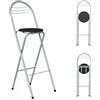 ZZINOKE Sgabello alto pieghevole con schienale, altezza seduta 75 cm, senza montaggio, sgabello pieghevole portatile per cucina, bistrot, eventi all'aperto, 36x48x107 cm, nero/argento