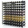 GIANTEX Portabottiglie da Pavimento in Metallo per 100 Bottiglie | Espositore per Vino con 10 Ripiani, Kit Antiribaltamento e Grande Capacità, 98 x 25,5 x 100 cm, Nero, per Bar, Cantina