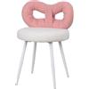 Mehisir Sedia da toeletta con grazioso schienale a fiocco, sedia da scrivania imbottita per ragazze, sgabello da trucco, supporto 150 kg, perfetta per salone di bellezza, camera da letto, feste e