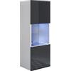 MB Muebles Bonitos, Vetrina Pensile Luke V3, LED, Melamina, Finitura Lucida, Bianco e Nero, 40x126x29cm