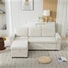 Shye Divano angolare con vano portaoggetti, divano letto a forma di L, in ciniglia, divano a 3 posti, beige, 202 x 136 x 85 cm, portata 120 kg, montaggio a sinistra o a destra