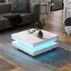 BENMWS Tavolino quadrato in stile tecnologico moderno con illuminazione a LED a 16 colori, 70 x 70 cm (bianco)