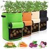 Homyhoo Sacchi per patate con patata, 38 l, 4 pezzi, con manici e finestra di raccolta, per patate, pomodori e verdure, nero, verde, arancione e beige