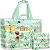 NEWIROVE Borsa Mare Grande Borsa Spiaggia Donna XXL Famigli Impermeabile Beach Bag Con Zip Pieghevole Borsa Da Spiaggia Multitasche Tote Bag Per Viaggio, Vacanza. 50L, Strisce verdi floreali