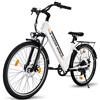 AVDLEU Bici Elettrica 26 per Adulti Uomo Donna, 250W, Batteria 36V 12.8Ah Rimovibile, 25km/h, Autonomia 32-42km, 7 Velocità, Freni a Disco, Ammortizzatore Anteriore, LED, 4 Colori (bianco)