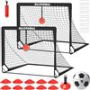 BaseGoal Set di 2 Porte da Calcio per Giardino 120x90cm con Calcio n. 5 | Porta da Calcio Adolescenti con Aste In Fibra di Vetro, Reti di Alta Qualità, Bersaglio, Coni da Calcio e Cono a Forma di U
