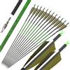 HNZMDY 6/12 Pezzi Frecce in Carbonio Puro 31,5 ID6.2mm, Piume di Tacchino, Punte Sostituibili per Arco Ricurvo e Compound