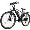 AVDLEU Bici Elettrica 26 Pollici Uomo Donna, Batteria 48V 7,8Ah, 25 km/h, 7 Velocità, Freni a Disco, Sospensione Anteriore, LED, Bicicletta Elettrica per Città (Nero)