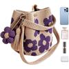 Générique Borsa da spiaggia all'uncinetto Pochette bohémien all'uncinetto fiore fatto | Borsa Tote Fiore per Estate Crociera Bagno Piscina Spiaggia Sport Abbigliamento Bagnato