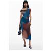 Desigual, Abito drappeggiato con scollo irregolare, Poliestere, Marrone, L