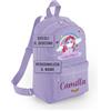 Caribu design Zainetto Bambino/Bambina Personalizzato con Nome - Zaino Piccolo da Bimbo - Cartella Personalizzabile per Scuola Asilo Materna Sport Gite Viaggi 23 x 35 x 12 cm (Viola)