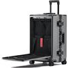 Quivora‌ Quivora - Bagaglio a mano con scomparto per laptop e USB/tipo C, telaio in alluminio con portabicchieri, senza cerniera, doppia TSA, 4 ruote, grigio spaziale, 54 cm(20 Zoll), Classico