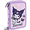 CERDÁ LIFE'S LITTLE MOMENTS Kuromi Astuccio 3 Cerniere Completo Scuola Elementare | Plumier Tre Zip Cancelleria 43 Pezzi | Viola Sanrio 706698
