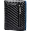 GAEKEAO Portafoglio da Uomo Sottile a Doppia Funzione con Blocco RFID, Porta Carte di Credito in Vera Pelle, Minimalista, con Tasca Frontale e Cerniera per Portamonete, 3.78 x 0.6 x 4.61 inches