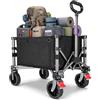 YEAUPE PRO Carrello pieghevole con freno di stazionamento, 70 l, 50 kg, carrello pieghevole in 4 direzioni, manico regolabile in altezza e apertura laterale per giardino, campeggio, spiaggia e