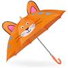 Relaxdays Ombrello per Bambini, con Tigre in 3D, Ombrellino Parapioggia con Bastone, Bimba e Bimbo, Ø 78 cm, Arancione