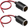 SEASJHBAY 2 prese accendisigari da 12 V-24 V, con cavo da 35 cm, presa accendisigari per auto, camion, camper, barca, 15 A, 200 W, accessori
