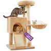 Avilia Albero Tiragraffi per Gatti 87 cm in Sisal, Amaca e Cuccia, Beige | Tiragraffi multilivello con base 45 x 40 cm, piattaforme di osservazione e pallina da gioco pendente