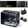 Keltorio Set completo, acquario piccolo da 4,65 l, con pompa filtro, illuminazione a LED, ideale per piccoli pesci, gamberetti e piante, 200 x 150 x 155 mm