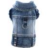 feiling Jeans giacca per cani con gancio in metallo per guinzaglio per cani, abbigliamento per animali domestici, stile retrò, per cuccioli, cani di piccola e media taglia (blu, L)