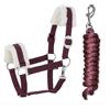 JA Horse JA4003 Comfort - Set cavezza con moschettone, bordeaux, completo | Comfort - Cavezza per cavalli con pelliccia sintetica, regolabile, con moschettone, per cavallo in legno