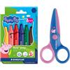 STAEDTLER Noris junior Peppa Wutz set con 6 pennarelli in fibra e forbici per bambini con punte arrotondate per i primi esercizi di crafting