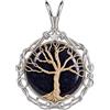 Handmade Generico Ciondolo di Pietra di Sandstone Blu Notte con Stella di Ematite e Albero della Vita Realizzato a Mano