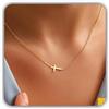 Handmade 14K oro laterale croce collana delicato piccolo per lei cresima battesimo Festa della Mamma Natale anniversario