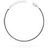 Sakrami Bracciale Tennis in Oro Bianco 14 KT e Zirconi Neri Regalo per anniversari, compleanni, lauree, Natale e San Valentino - Confezione Regalo Personalizzabile