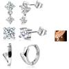 Ulable 3 Paia Orecchini Donna, Huggie e Orecchini a Perno Con zirconi | anallergici leggeri,per piercing multipli,cartilagine,Helix Tragus,set gioielli regalo donna compleanno,Natale anniversario