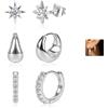 Ulable 3 Paia Orecchini Donna, Huggie e Orecchini a Perno Con zirconi | anallergici leggeri,per piercing multipli,cartilagine,Helix Tragus,set gioielli regalo donna compleanno,Natale anniversario