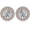 JewelryPalace 1ct Halo Orecchini a Bottone Donna Argento 925 con Creato Moissanite, Piercing Orecchini a Lobo con Pietra a Rotondo, Orecchini Nuziali in Tre Ori Matrimonio Set Gioielli Donna