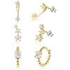 Ulable 3 Paia Orecchini Donna, Huggie e Orecchini a Perno Con zirconi | anallergici leggeri,per piercing multipli,cartilagine,Helix Tragus,set gioielli regalo donna compleanno,Natale anniversario