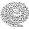 HALUKAKAH Catena d'oro per Uomo,Catena a Cubana da 20MM Iced out Finitura in Oro Bianco Platino Choker Collana 40cm,Pieno Cz Diamante Punte Set,con Confezione GRGALO