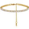 FindChic Bracciale Tennis Donna oro con zirconia cubica bianchi braciale catena tennis donna 18cm braccialetto tennis oro sottile regolabile bracciale donna tennis Confezione Regalo