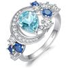 JewelryPalace 2.2ct Anello Luna e Stella Donna Argento con Naturale Topazio Blu Creato Zaffiro, Anello con Pietra Azzurro a Taglio Pera, Fedina Argento Anelli Anniversario Set Gioielli Donna