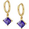 Whoiy Orecchini Zircone Quadrati, Orecchino Donna Pendente Viola D'Oro 925 Sterline Argento con Zirconi Cubici Pendenti Regalo di Capodanno