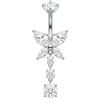 LAURITAMI Piercing Ombelico Titanio, 14G Piercing Ombelico Farfalla con Zirconi Pendente in Titanio, Anello all'ombelico Lungo, Barbell per All'ombelico, Gioielli per il Corpo