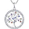 YL Collana Albero Della Vita Argento 925 Pendente Gioielli con Zirconia Albero di Famiglia Idee Regalo per Donna, Catena 45+5cm